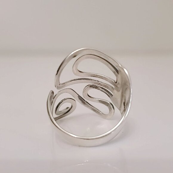 Women's 925 Sterling Silver Wrap Statement Swirl Boho Bohemian Ring - Picture 5 of 9